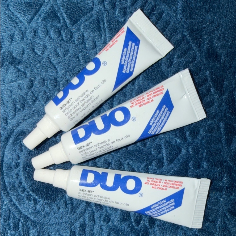 3 pack of DUO Quickset Striplash Adhesive in White/Clear